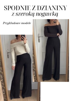 Spodnie z dzianiny z szeroką nogawką